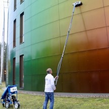 facade cleaning with cleaner system شستشوی نما و شیشه با دستگاه نماشویی