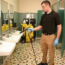 cleaning rest room spray extractor/vac نظافت سرویس های بهداشتی با دستگاه اسپری مکش